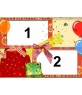 Postal de cumpleaños para dos fotos con globos y regalos