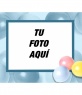 Postal de cumpleaños, con globos de colores.