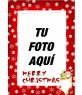 Marco para fotos de fondo rojo con cristales de nieve y motivos navideños con la