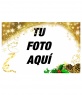 Marco para fotos festivo de estrellas doradas con adorno navideño