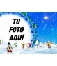 Marco para fotos floral con paisaje navideño nevado en el que podremos insertar una