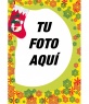 Marco para fotos, regalo de navidad con fondo de estrellitas rojas