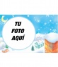 Marco para fotos redondo con paisaje navideño