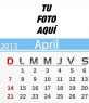 Calendario de Abril de 2013 personalizable con tu foto
