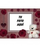 Postal de osito y rosas rojas