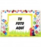 Postal de cumpleaños con bordes de globos de colores