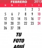 Calendario de Febrero del 2013 para personalizar con tu foto online e imprimir