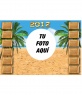 Calendario 2012 personalizable con tu foto con fondo de una playa con palmeras