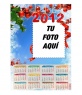Calendario del año 2012, con fondo azul, copos de nieve y muérdago