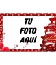 Marco para fotos con arbol navideño de adorno y borde rojo
