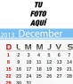 Calendario de Diciembre de 2013 personalizable con tu foto