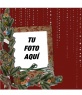 Marco de fotos para navidad con forma de regalo, fondo rojo
