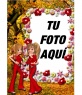 Marco para fotos de dos amigas hablando y borde de flores