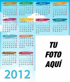Calendario 2012 Infantil de muchos colores para hacer con tu foto preferida
