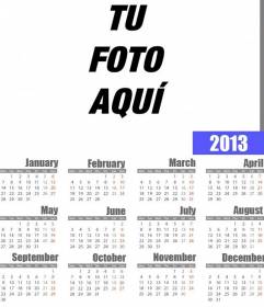 Calendario año 2013 para poner tu foto e imprimir(online)