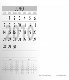 Plantilla calendario 2010, mes de Junio