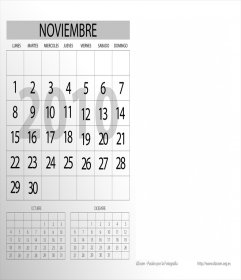 Plantilla calendario 2010, mes de Noviembre. 592