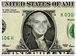 Fotomontaje curioso con el que imprimir tu propio dinero. Inserta una cara en este billete verde de  de 1 dolar americano. 324