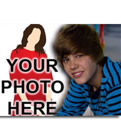 Plantilla de montajes con personajes famosos y populares. Sube tu foto y ponla junto a Justin Bieber, cantante canadiense de pop. Enséña este fotomontaje a tus amigos!! 45