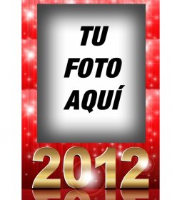 Marco para fotos con las letras de 2012 con fondo rojo estrellado