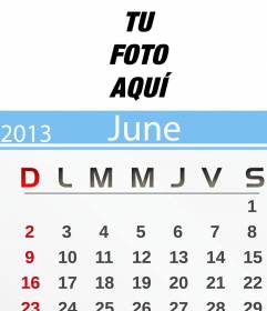 Calendario de Junio de 2013 personalizable con tu foto