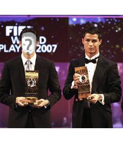 Fotomontaje para poner una cara en Kaka con Cristiano Ronaldo, ganadores de los premios FIFA.