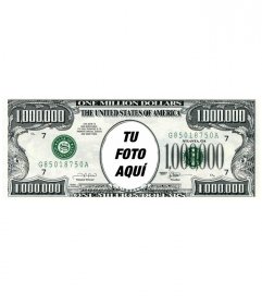 Foto montaje donde podrás poner tu foto dentro de un billete de un millón de