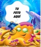 Tu fotografía en el fondo de un mar de dibujos lleno de animales subacuaticos