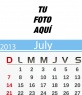 Calendario de Julio de 2013 personalizable con tu foto