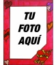 Marco para foto pintado a mano de color rojo con corazones y textos de amor