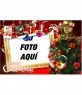 Preciosa postal de Navidad, con motivos navideños, regalos, fotografías de Santa