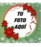 Marco para fotos redondo con bordes de poinsietta y copos de nieve