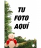 Tarjeta de Navidad con adornos y muñeco de nieve para poner tu foto
