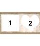 Marco para dos fotos con forma de corazón y cuadrado, bordes de papel