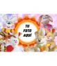 Marco de fotos rodeado de fotos de peluches