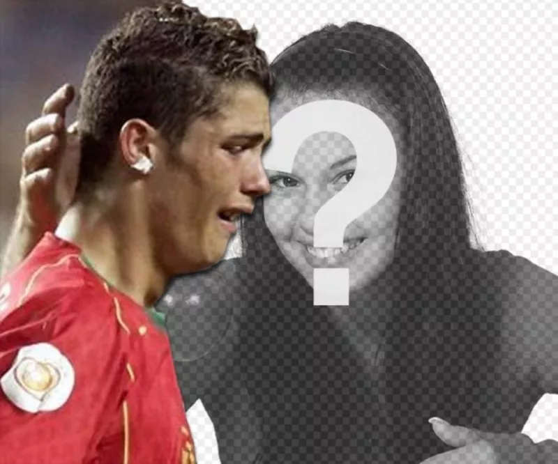 Haz un fotomontaje de tu foto con una imagen de Cristiano Ronaldo llorando. Si te gusta el fútbol, aprovecha este montaje..