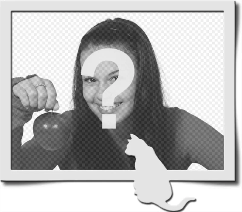 Marco para una fotografía digital, en el que podemos ver un marco gris, acompañado de la silueta de un gato del mismo color, apostada en la parte inferior derecha de la..