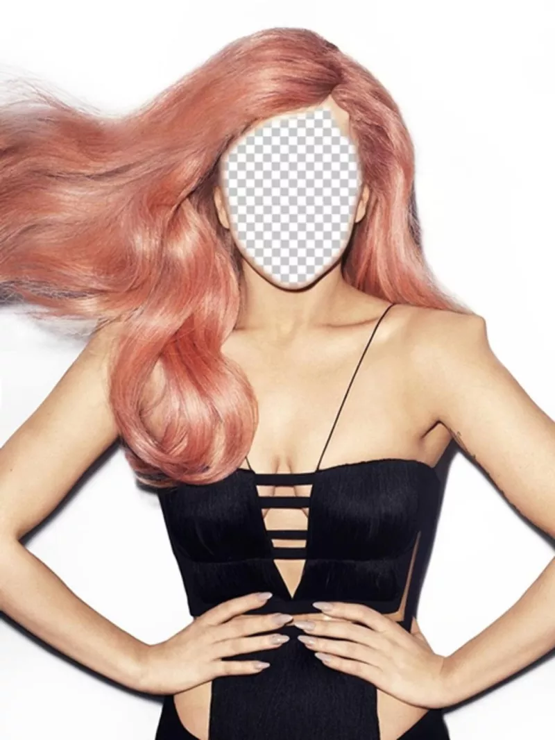 Fotomontaje de Lady Gaga con el pelo rosa para ponerle tu cara ..