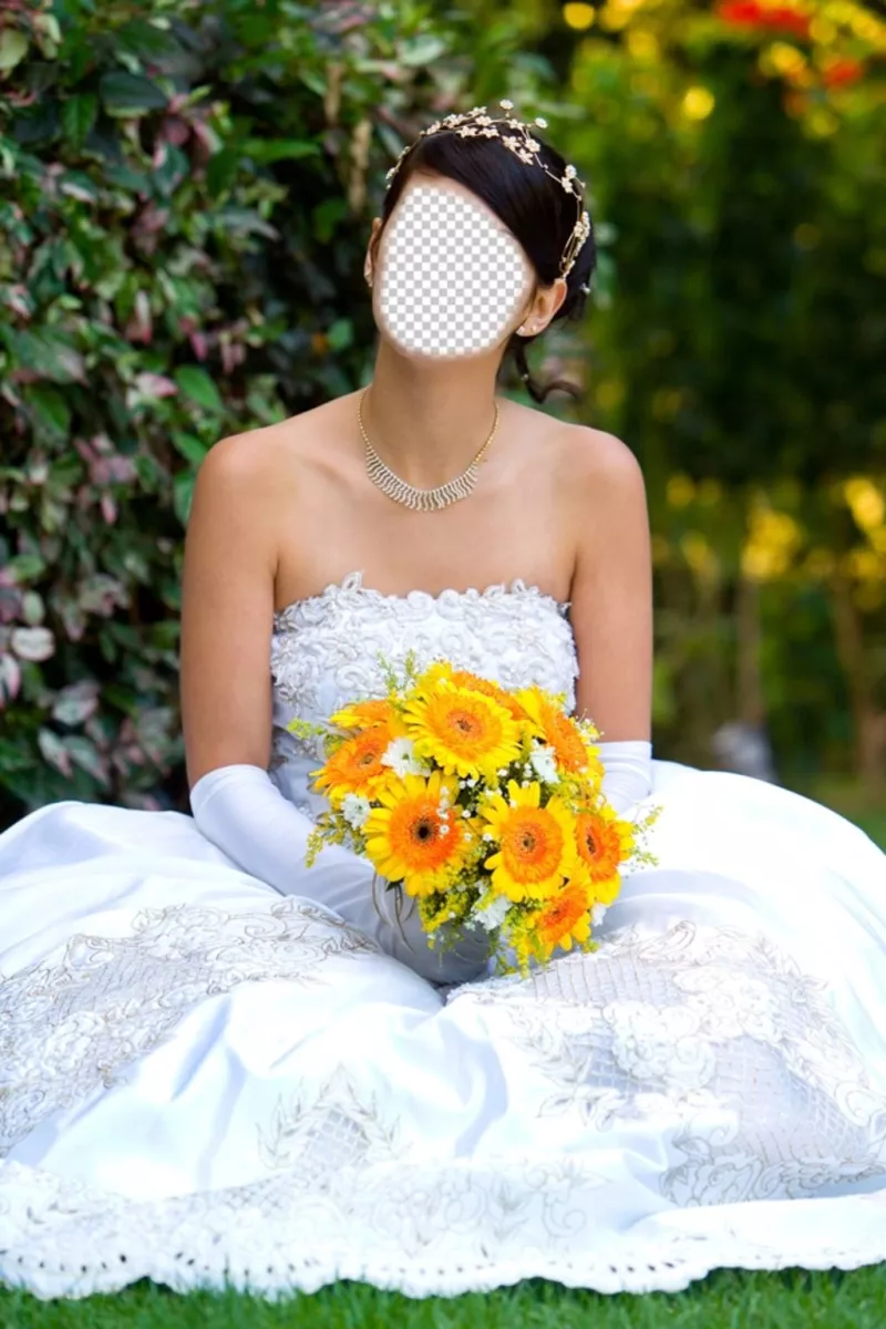 Fotomontaje con una novia para personalizar con tu cara como si fuera tu boda ..