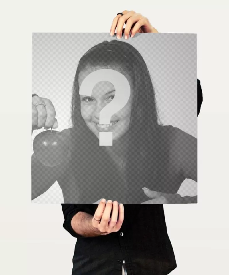 Collage con una foto en la que aparece un hombre sujetando un poster donde poner tu..