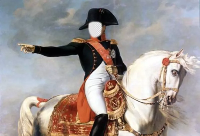 Fotomontaje con Napoleón Bonaparte montado en su caballo ..