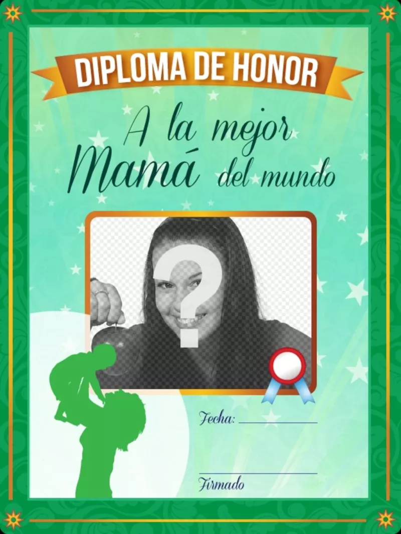 Diploma certificado a la mejor madre del mundo ..