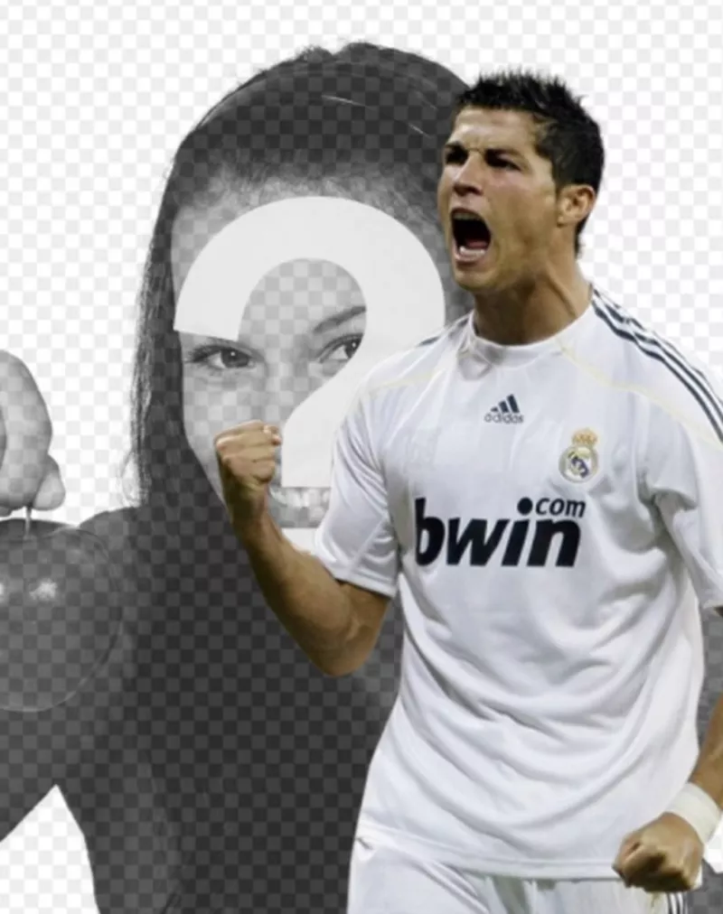 Fotomontaje de Cristiano Ronaldo gritando después de marcar un gol para aparecer junto a..