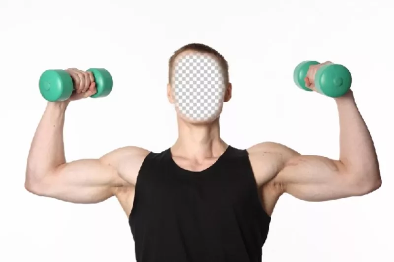 Fotomontaje de un chico musculoso haciendo pesas para poner tu cara ..