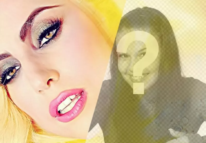 Fotomontaje con Lady Gaga y una imagen tuya con colores amarillos para personalizar con una frase y un filtro..