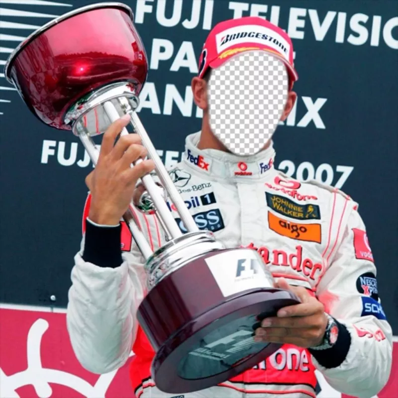 Fotomontaje para poner una cara en la del campeón de la F1, Lewis Hamilton ..
