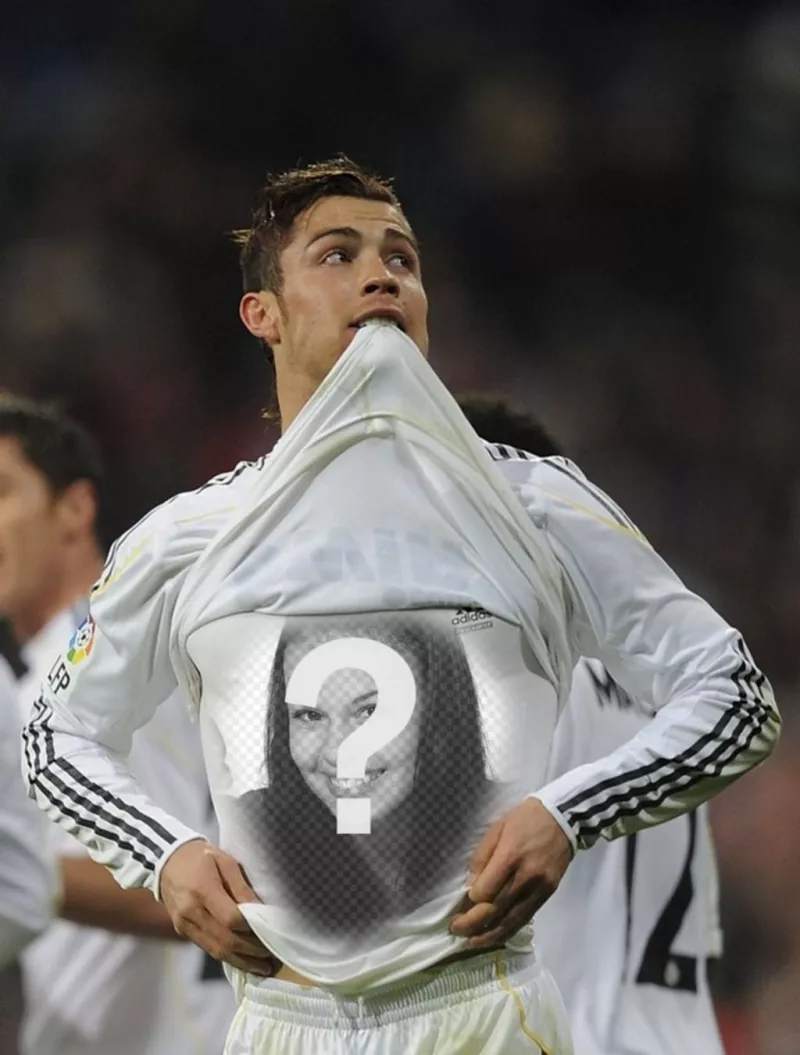 Crea fotomontajes con una foto de Cristiano Ronaldo y sube una imagen que aparecerá en la camiseta del jugador de fútbol del Real..