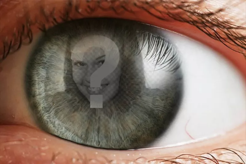 Crea un fotomontaje con un ojo y una fotografía superpuesta sobre el iris y la pupila a modo de..