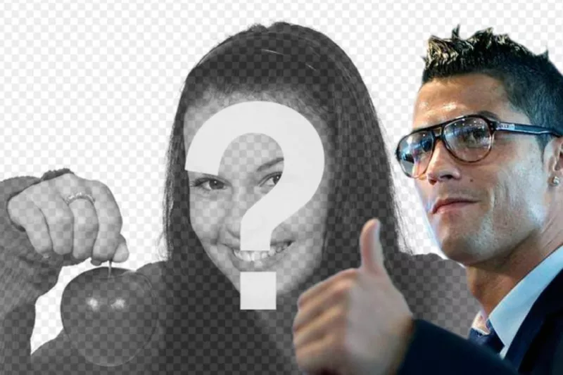 Fotomontaje en el que puedes poner a Cristiano Ronaldo en tu foto haciendo la señal de..