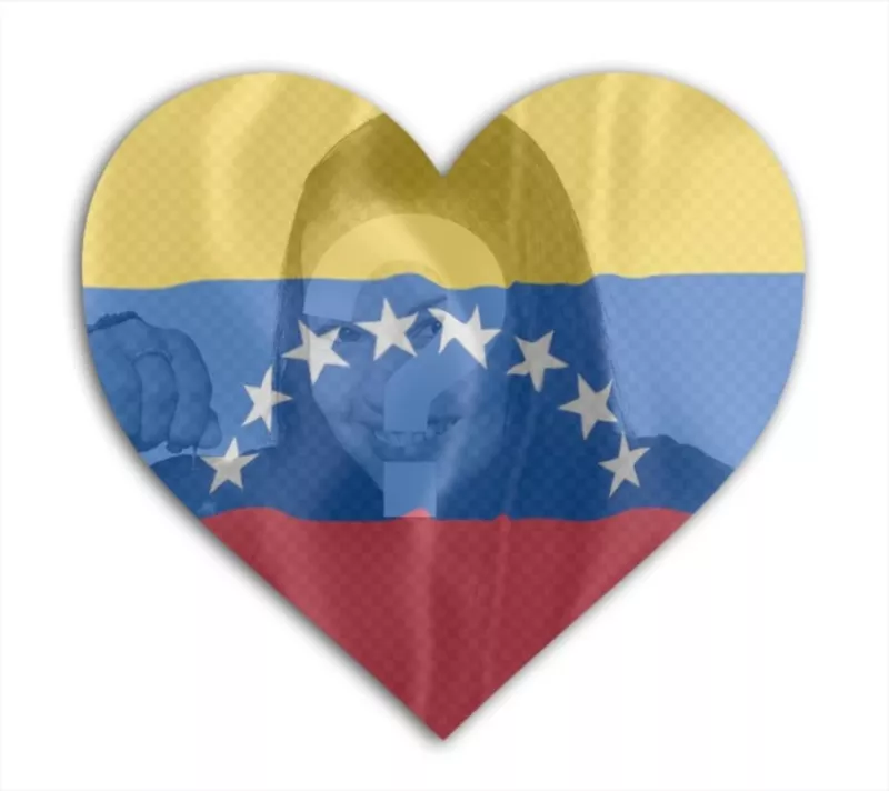 Montaje en forma de corazón de la bandera de Venezuela para poner en tu foto de..